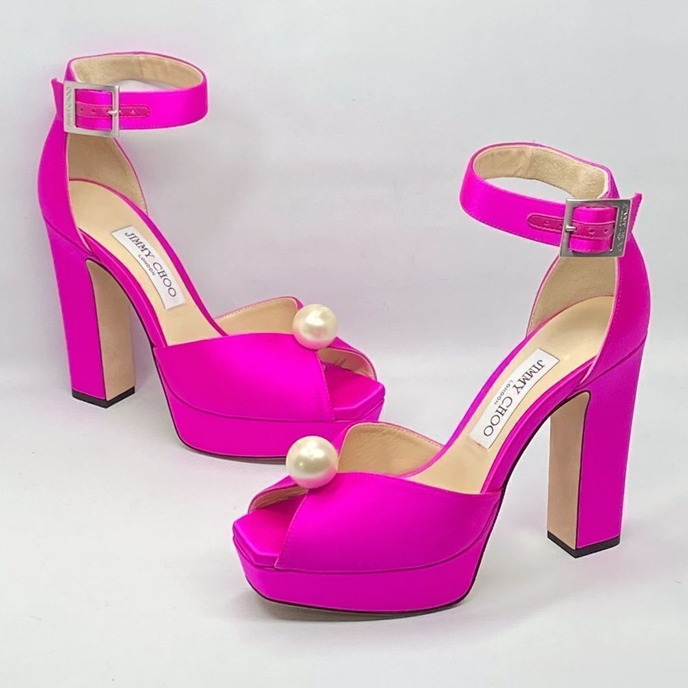 Jimmy Choo Socorie 120 Satin Platform Sandals size 37.5